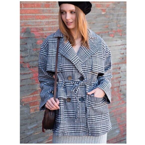 Copy - Pol glen-check patterned double breasted coat - Picture 6 of 16